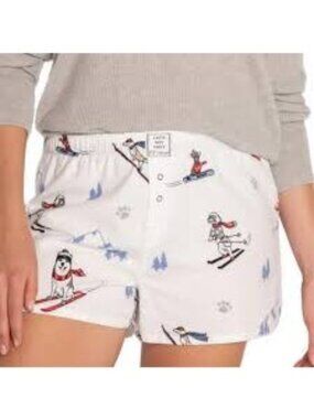 P.J. Salvage Flannel Ski Dog Print Pajama Shorts
